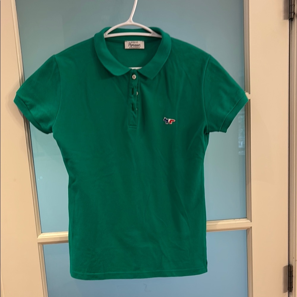 MAISON KITSUNE Green Polo Shirt Classic Design